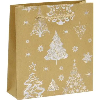 Dárková taška Šperky4U Vánoční dárková taška - stříbrný motiv - KR0372-SI