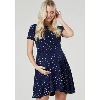 Těhotenské šaty Těhotenské a kojící šaty 3v1 Claire - modré s puntíkovým vzorem Velikost: L