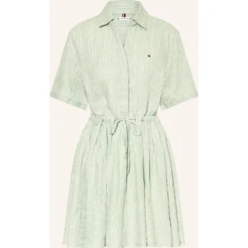 Dámské šaty Tommy Hilfiger Dámské Lněné Šaty, světle zelená / bílá, 38