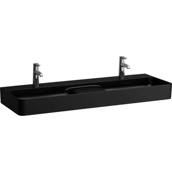 Umyvadlo Laufen VAL - Dvojumyvadlo, 120x42 cm, s přepadem, 2 otvory pro baterii, matná černá H8142827161041
