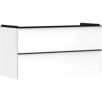 Koupelnový nábytek Hansgrohe Xelu Q - Umyvadlová skříňka, 63x118x50 cm, 2 zásuvky, lesklá bílá/matná černá 54035670