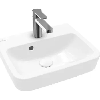 Umyvadlo Villeroy & Boch O.novo - Umývátko na desku, 45x37 cm, s přepadem, otvor pro baterii, AntiBac, CeramicPlus, alpská bílá 43444GT2