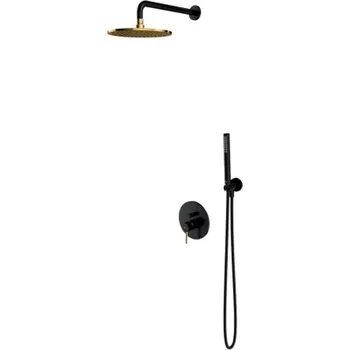 Sprchový set OMNIRES Y - Sprchový set s baterií pod omítku, s tělesem, průměr 25 cm, černá/zlatá SYSY18BLGL
