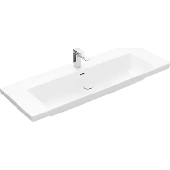 Umyvadlo Villeroy & Boch Subway 3.0 - Umyvadlo 130x47 cm, s přepadem, otvor pro baterii, CeramicPlus, Stone White 4A70D5RW
