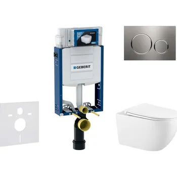 WC sada Geberit Kombifix - Set předstěnové instalace, klozetu Gaia a sedátka softclose, tlačítko Sigma20, nerez SANI15CA6102