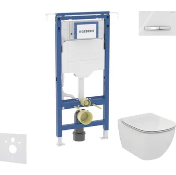 Geberit Duofix - Set předstěnové instalace, klozetu a sedátka Ideal Standard Tesi, tlačítka Sigma50, alpská bílá SANI11CD3130