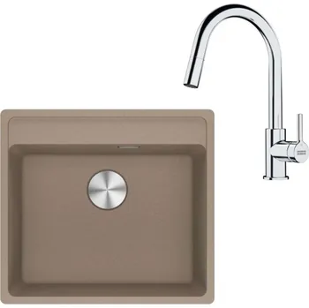 Granitový dřez Franke Sety - Kuchyňský set G254KA, fragranitový dřez MRG 610-52 RTL a baterie FS 3229.031, kašmír/chrom 114.0700.701