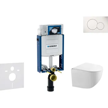 WC sada Geberit Kombifix - Set předstěnové instalace, klozetu Gaia a sedátka softclose, tlačítko Sigma01, alpská bílá SANI15CA3113