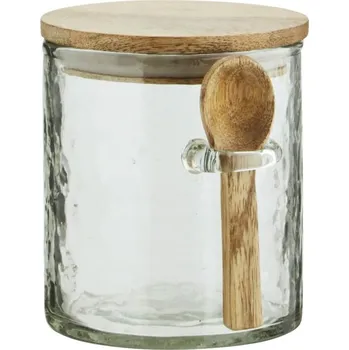 Dóza na potraviny MADAM STOLTZ Skleněná dóza se lžičkou Mango Wood 9 cm