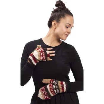 Rukavice Vlněné převlékací rukavice / červeno-hnědé I.