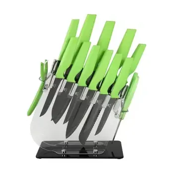 Kuchyňský nůž Gooda 14-dílná sada kuchyňských nožů zelená se stojanem (27889)