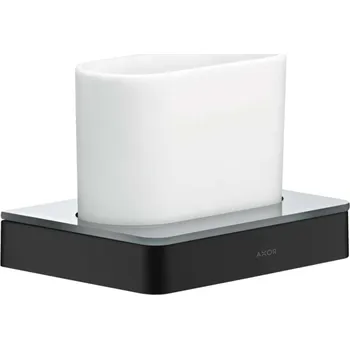 Držák na kartáček Axor Universal - Sklenka na kartáčky a pastu s držákem, matná černá 42834670