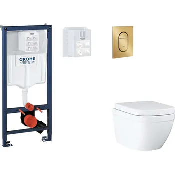 WC sada Grohe Rapid SL - Set předstěnové instalace, klozetu, sedátka SoftClose a tlačítka Arena Cosmopolitan S, Triple Vortex, kartáčovaný Cool Sunrise SANI11BB4129