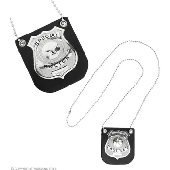 Karnevalový doplněk Policejní odznak na krk plastový