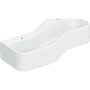 Umyvadlo Geberit Bambini - Dvojumyvadlo pro děti, 90x39 cm, levé, bez přepadu, 2 otvory pro baterii, alpská bílá 502.973.00.1