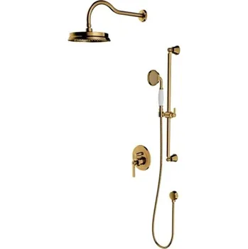 Sprchový set OMNIRES Armance - Sprchový set s baterií pod omítku, s tělesem, průměr 22,5 cm, zlatá SYSAM20GL