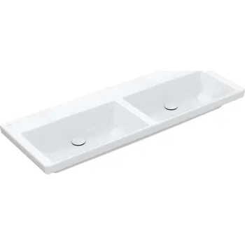Umyvadlo Villeroy & Boch Subway 3.0 - Dvojumyvadlo nábytkové 130x47 cm, bez přepadu, bez otvoru pro baterie, CeramicPlus, Stone White 4A71D3RW