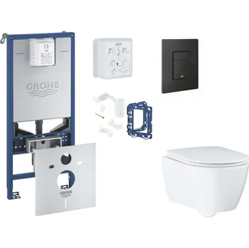 WC sada Grohe Rapid SLX - Set předstěnové instalace, klozetu, sedátka SoftClose, tlačítka Even a sady pro vhazování tablet, phantom black SANI11BB5131