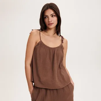 Dámské tričko Reserved - Bavlněný top - hnědá - 3531T-88X - 3531T-88X-XXL