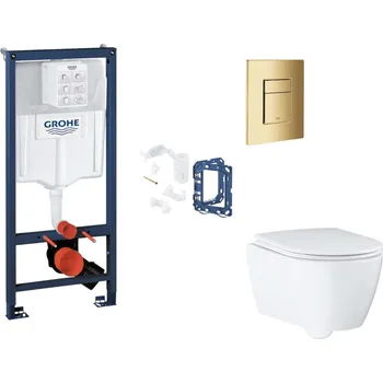WC sada Grohe Rapid SL - Set předstěnové instalace, klozetu, sedátka SoftClose, tlačítka Skate Cosmopolitan a sady pro vhazování tablet, Cool Sunrise SANI11BB4163