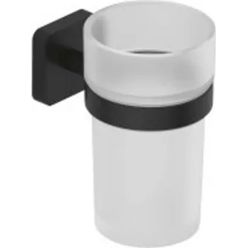 Držák na kartáček Kludi Vela S - Držák kartáčků a pasty, sklo/matná černá 2597539