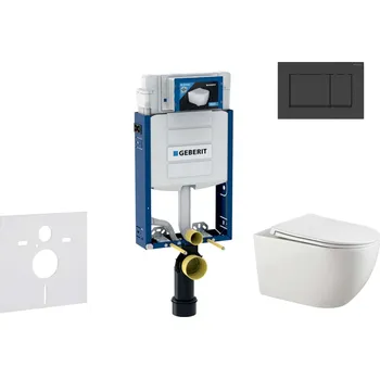 Geberit Kombifix - Set předstěnové instalace, klozetu Gaia a sedátka softclose, tlačítko Sigma20, matná černá/černá SANI15CA5106