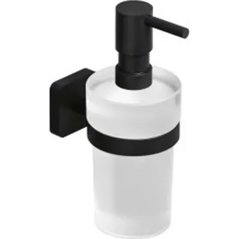 Dávkovač mýdla Kludi Vela S - Dávkovač mýdla s držákem, sklo/matná černá 2597639