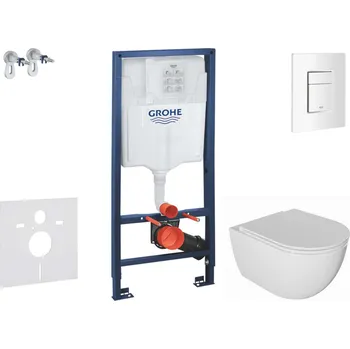 WC sada Grohe Rapid SL - Set předstěnové instalace, klozetu Oudee a sedátka softclose, tlačítko Skate Cosmopolitan, alpská bílá SANI11BA3101