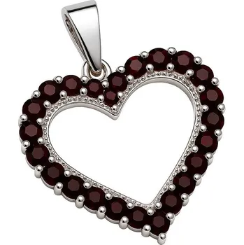 Šperk Stříbrný přívěs Srdce s Granáty