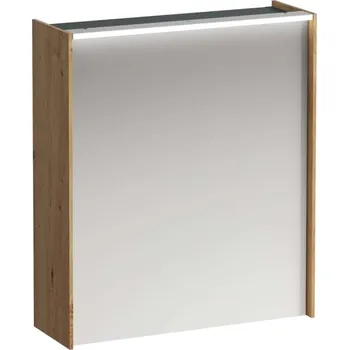 Nábytek Laufen Lani - Zrcadlová skříňka s LED osvětlením, 71x62x21 cm, 1 dvířka, panty vpravo, dub H4037321122671