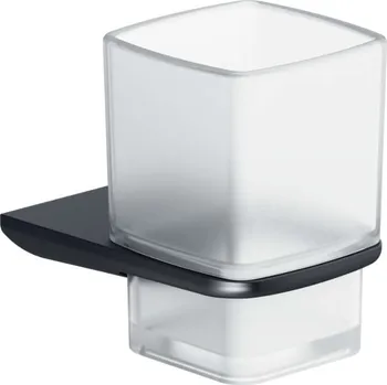 kielle Vega - Sklenka na kartáčky a pastu s držákem, matné sklo/matná černá 40018004