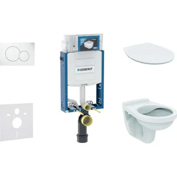 WC sada Geberit Kombifix - Set předstěnové instalace, klozet Alpha se sedátkem, tlačítko Sigma01, alpská bílá 110.302.00.5 ND1