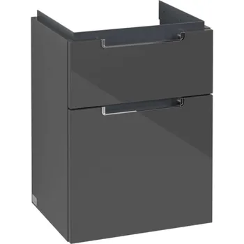 Villeroy & Boch Subway 2.0 - Umyvadlová skříňka, 59x44x35 cm, 2 zásuvky, lesklá šedá A90610FP