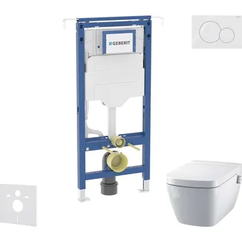 Geberit Duofix - Set předstěnové instalace, klozetu a sedátka Tece One, tlačítka Sigma01, Rimless, SoftClose, alpská bílá SANI11CT3101