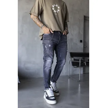 Pánské džíny Black Island Šedé Slim fit džíny GRANITE Velikost: 36