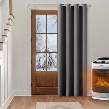 Sprchový závěs MIULEE Zatemňovací závěs Šedý neprůhledný závěs s očky Termo závěs Tepelná ochrana Dveřní závěs 1