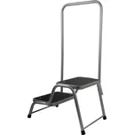 Šedý ocelový dvojschůdek s madlem Carbest