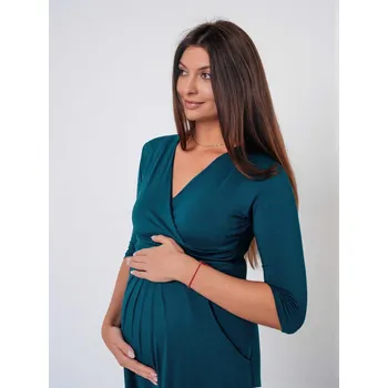 Těhotenské šaty Těhotenské a kojící šaty Chelsea 3v1 - petrolejové, 3/4 rukáv Velikost: XS