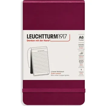 Diář Leuchtturm 1917, Zápisník linkovaný v tvrdých deskách Leuchtturm 1917 A6, 184 stran, bordó, 80 g/m² - Formadore