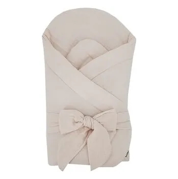 Dětsný nábytek EKO Zavinovačka mušelínová s kokosovou vyjímatelnou vložkou a mašlí Beige 75x75 cm