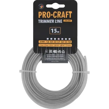 Struna žací zesílená (2.7mm) (15m) čtverec PROCRAFT KV/AR-2.7/15