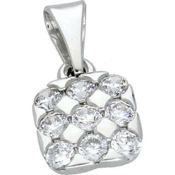 Módní doplněk Goldstore Čtvercový přívěsek osazený bílými zirkony Váha: 0.82 g