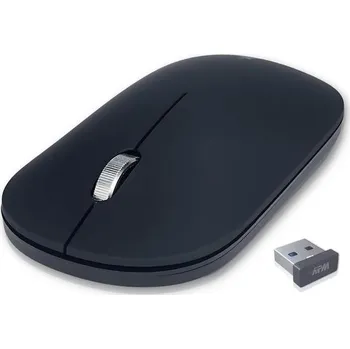 Myš Bezdrátová tenká myš APM, 2,4 GHz, tichá, USB přijímač, dvojitá rukojeť, plochá, 1200 DPI, baterie