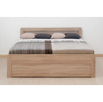 Nábytek BMB Postel Marika Klasik oblá - imitace dřeva, dub šedý 180 x 200 cm - výprodej z expozice Dekor: Dub šedý, Provedení: S výklopným roštem, Rozměr: 180 x 200 cm