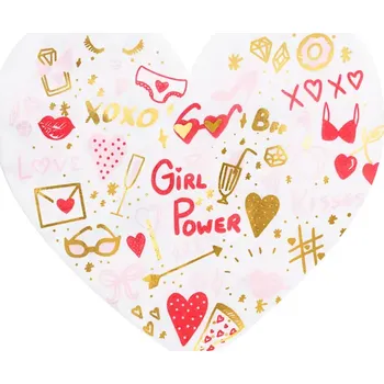 PartyDeco Party ubrousky - Srdce - Girl Power - 15 x 16 cm - 20 ks