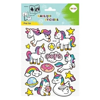 Set školních potřeb Naklejki 3D POP UP - Unicorns Fun, 146X240 mm, Happy Color