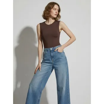 Dámská móda Sinsay - Body na ramínka - hnědá - 593HA-88X - 593HA-88X-L