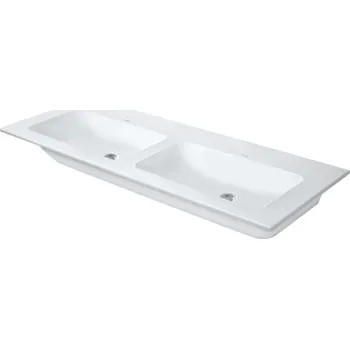 Umyvadlo Duravit ME by Starck - Nábytkové dvojumyvadlo 130x49 cm, s WonderGliss, matná bílá 23361332601