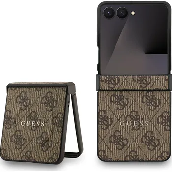 Pouzdro na mobilní telefon Guess PU Leather 4G Colored Ring Magnetic pro Samsung Galaxy Z Flip7 hnědé