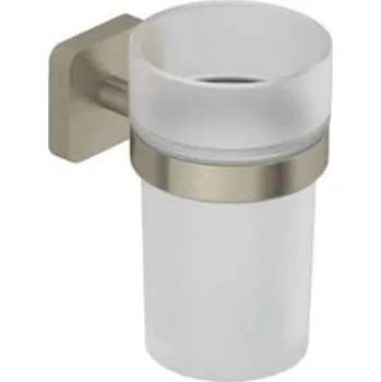 Držák na kartáček Kludi Vela S - Držák kartáčků a pasty, sklo/kartáčovaný nikl 25975N5